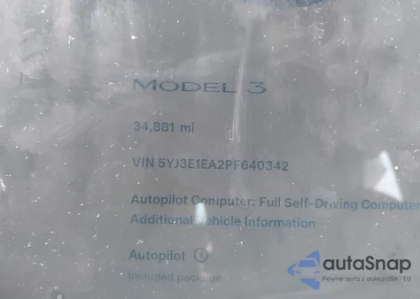 2023 Tesla Model 3 Rear-Wheel Drive z USA, uszkodzony, nr VIN 5YJ3E1EA2PF640342